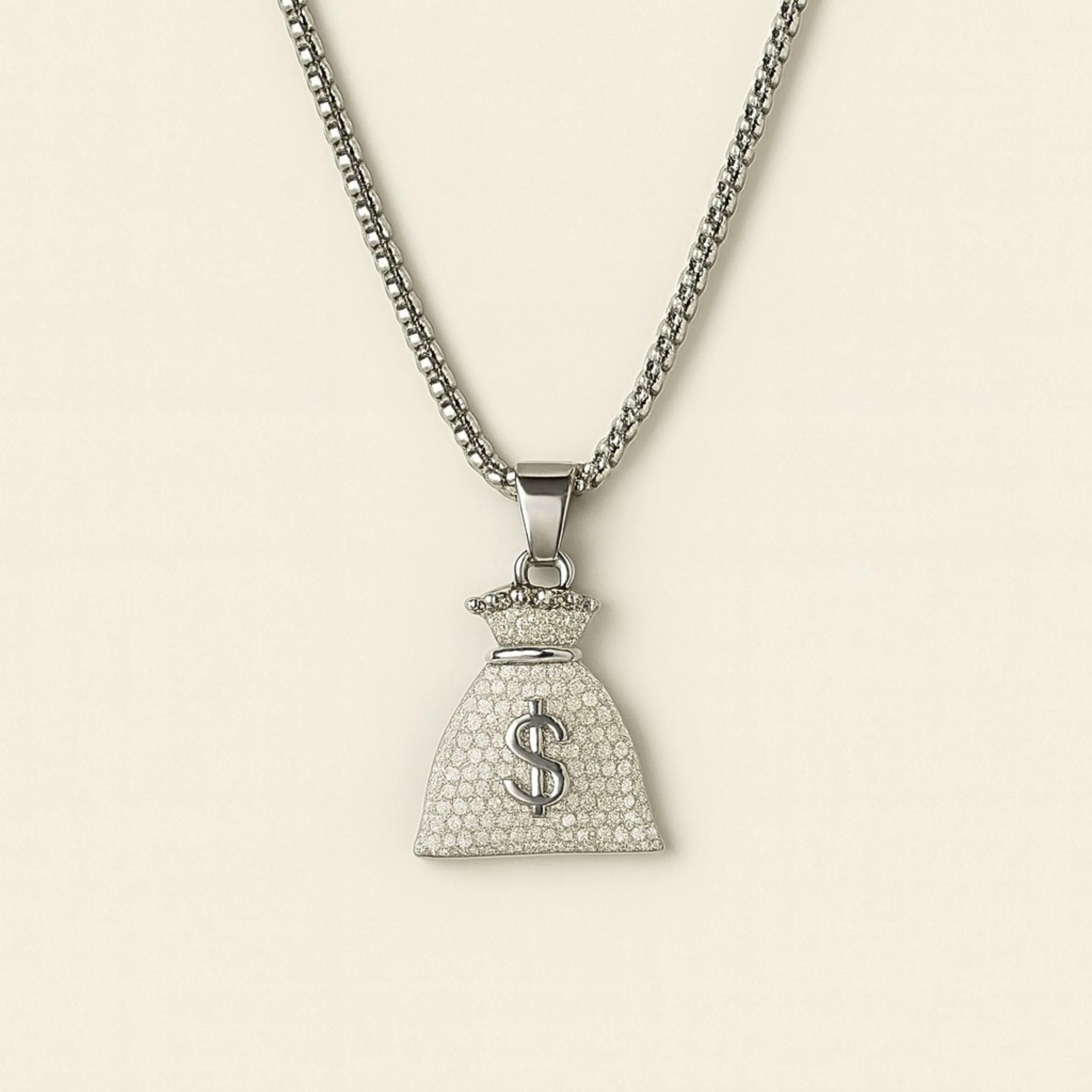 Men - Money Bag Pendant Stainless Steel Necklace