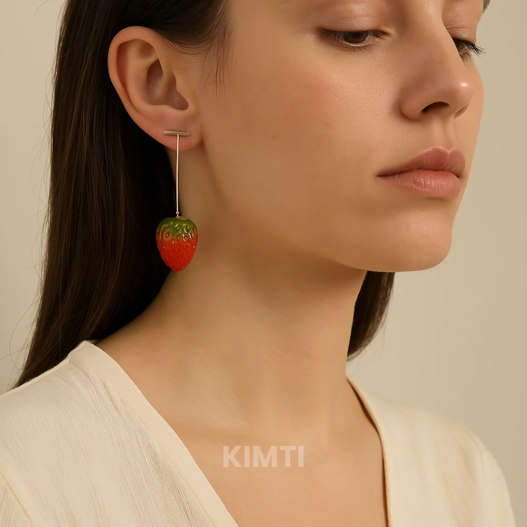 Just Rs. 49 Starry Strawberry Red Drop Earring - Image 4