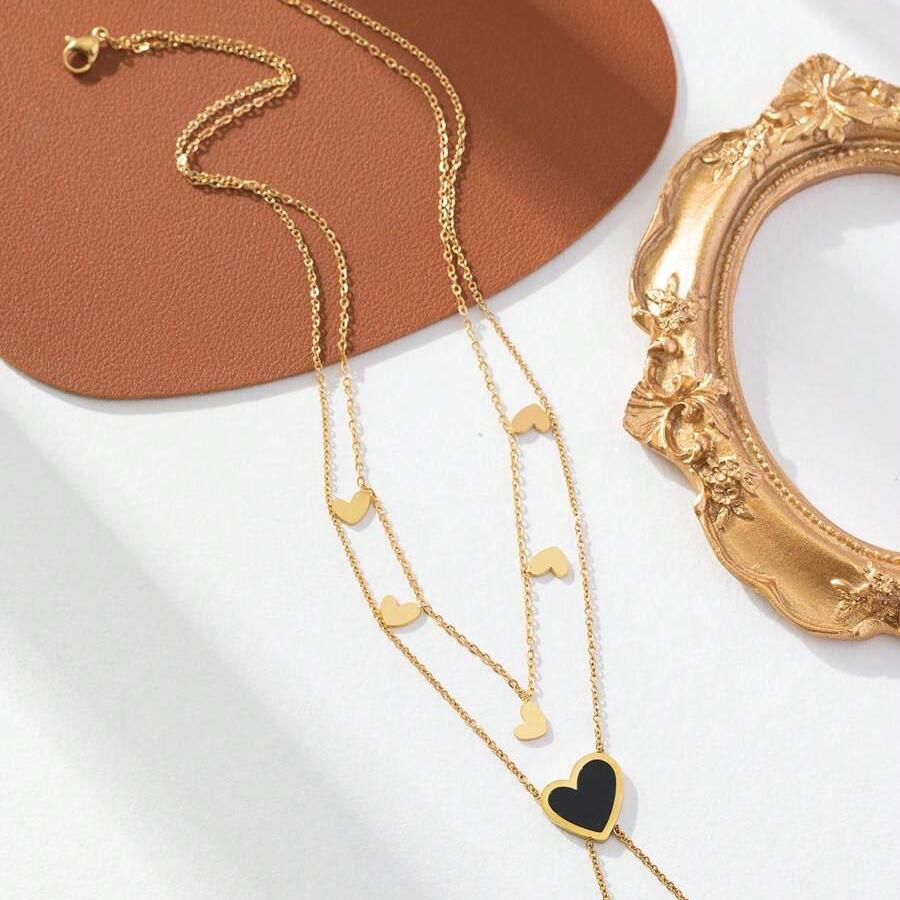 Dual Layer Anti Tarnish Heart Necklace - Image 3