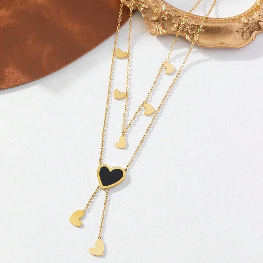 Dual Layer Anti Tarnish Heart Necklace - Image 4