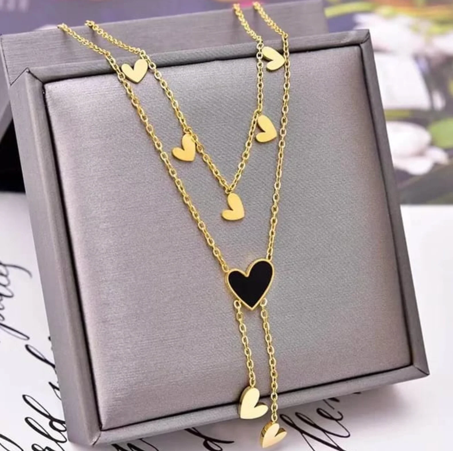 Dual Layer Anti Tarnish Heart Necklace - Image 5
