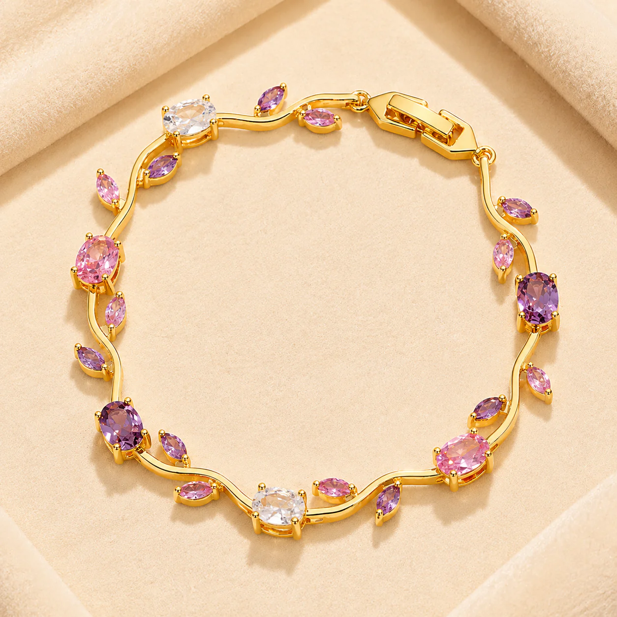 Elegant Floral Link Lightweight Adjustable Tulip Bracelet - Image 3