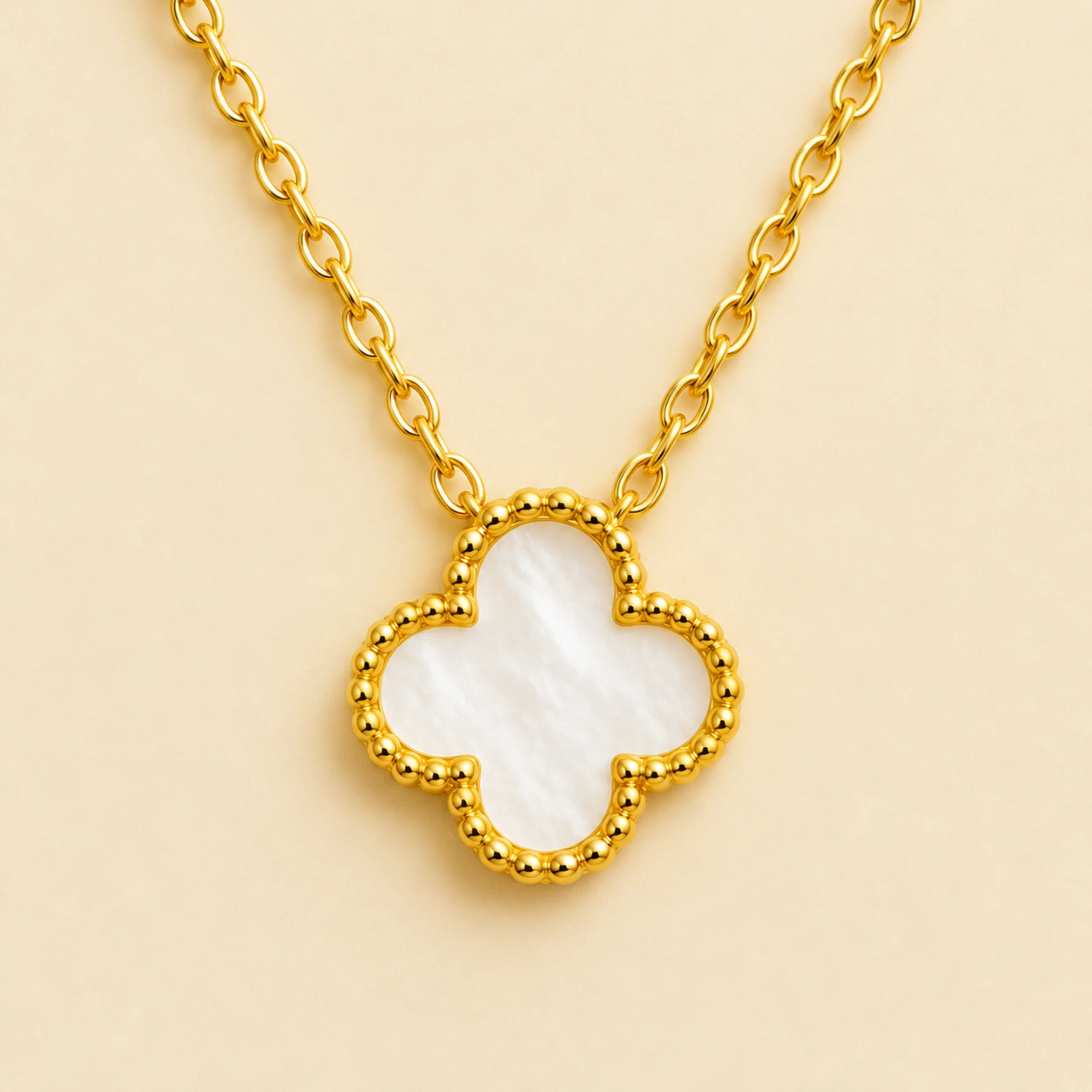 Elegant White Clover Charm Anti Tarnish Necklace - Image 4