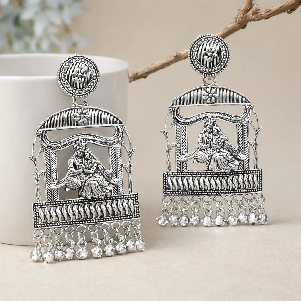 Ethnic Radha Krishna Ghungroo Earrings - Image 2