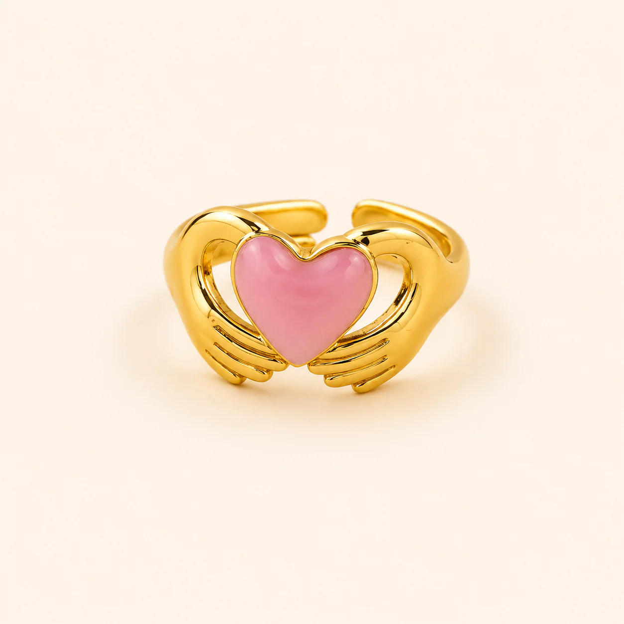 Fashion Heart  Adjustable Stainless Steel Ring - Image 2