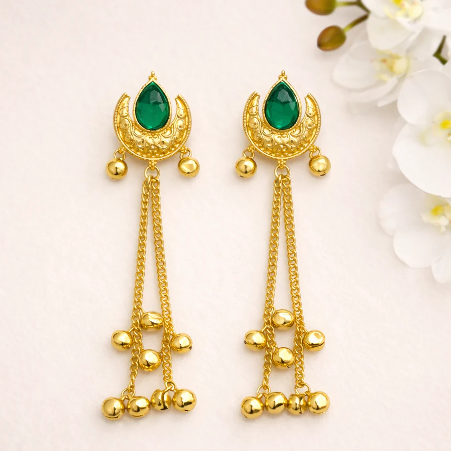 Firdaus Green Kashmiri Earring - Image 3