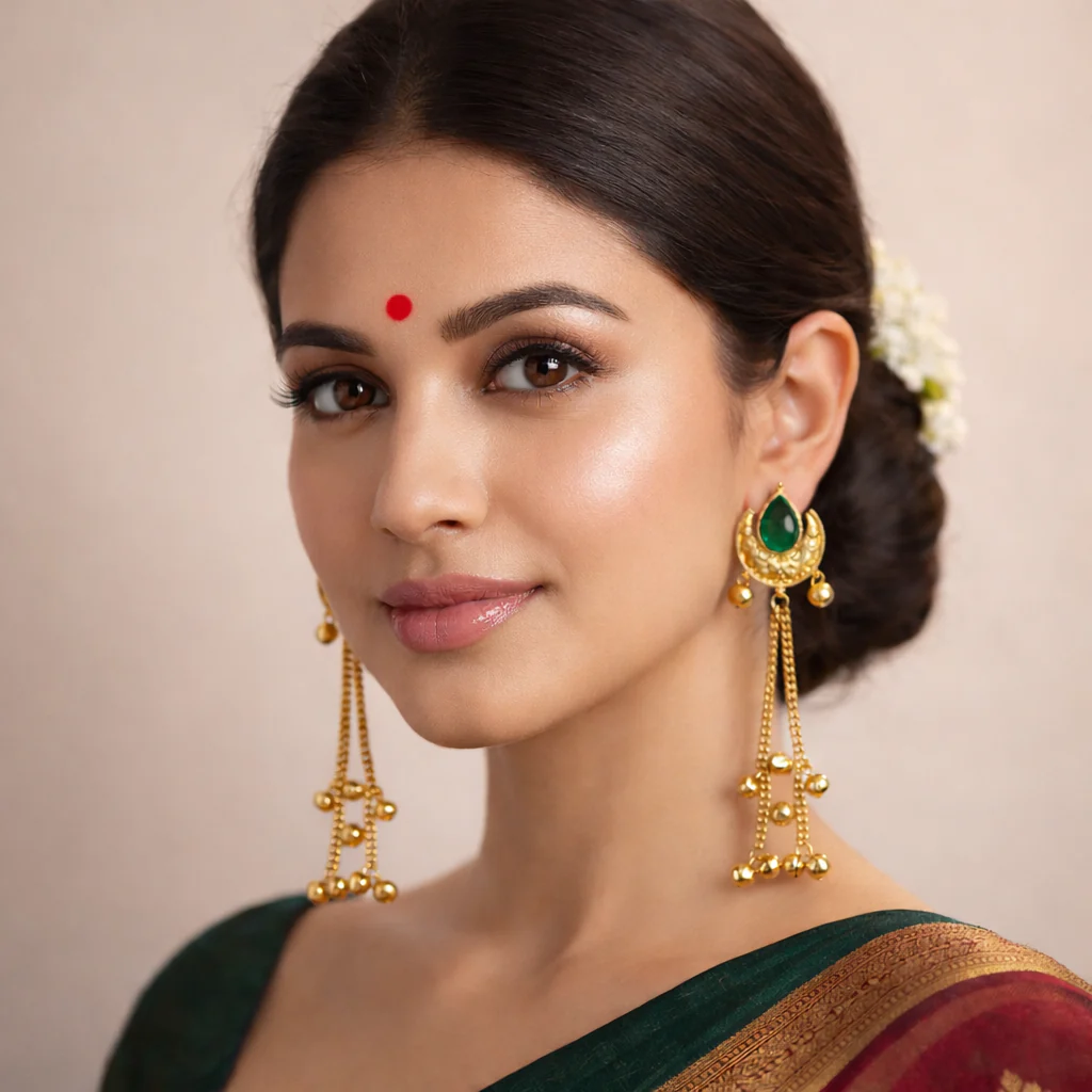 Firdaus Green Kashmiri Earring - Image 4