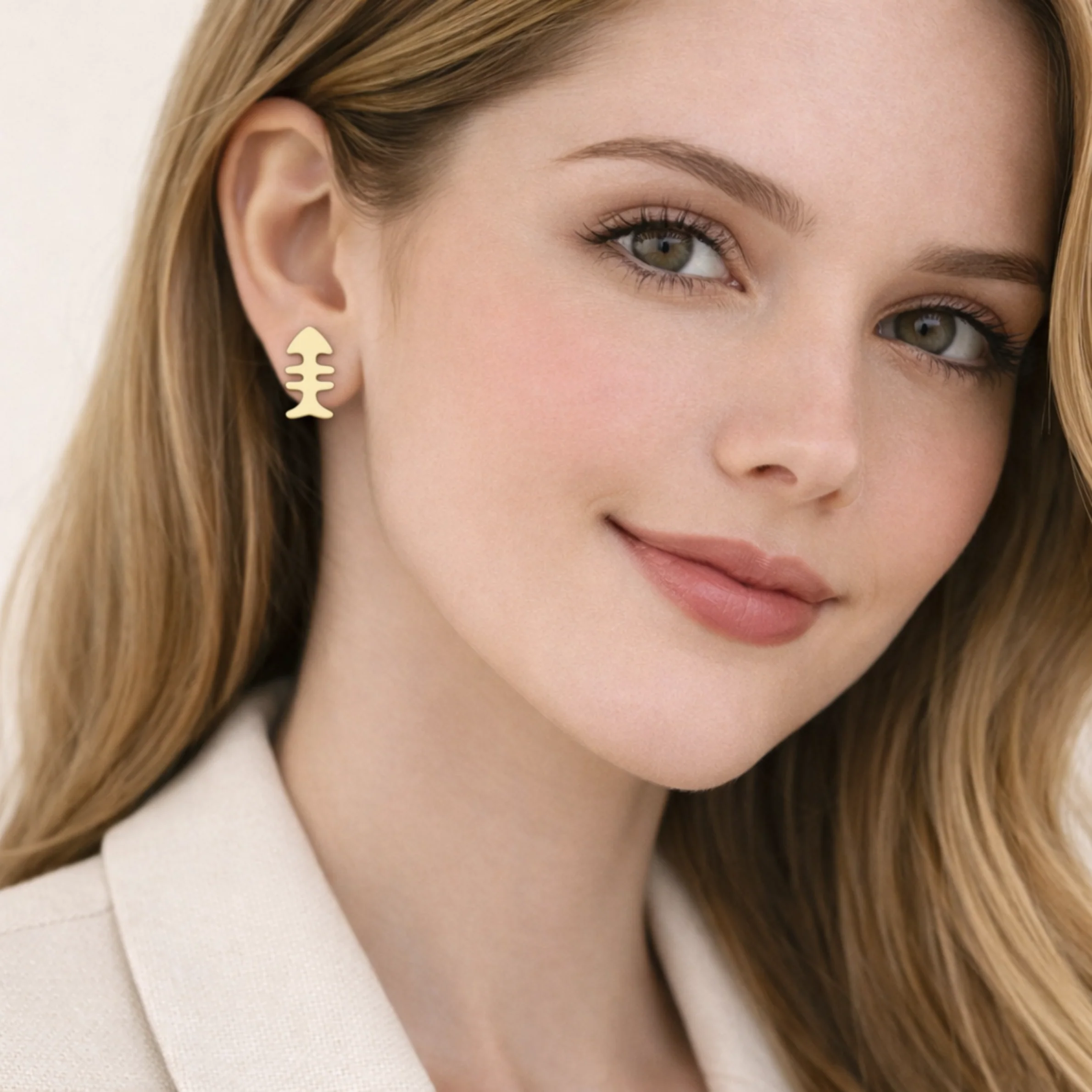 Fish Bone Stud Earrings - Image 2