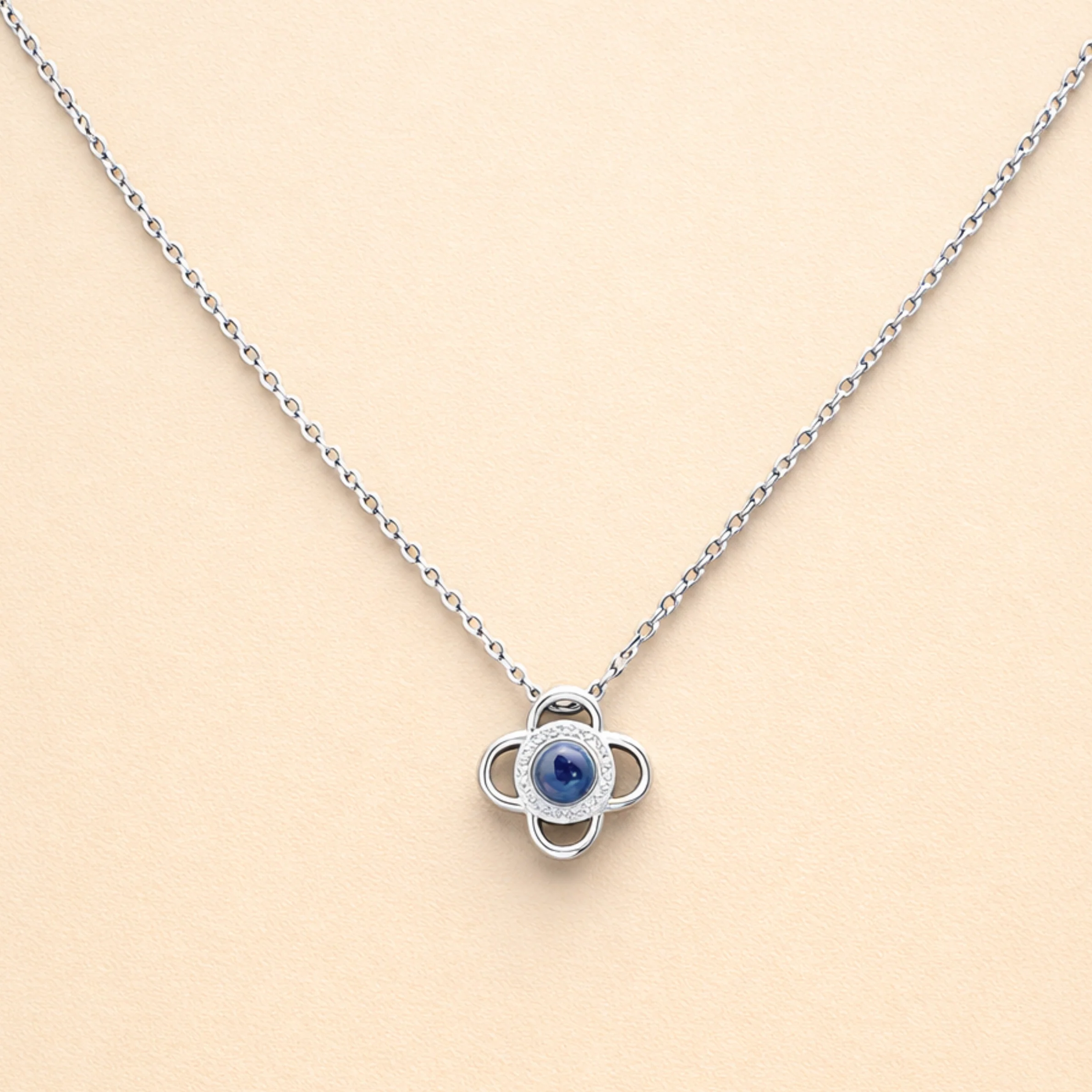 Floral Crystal Stone Silver Necklace