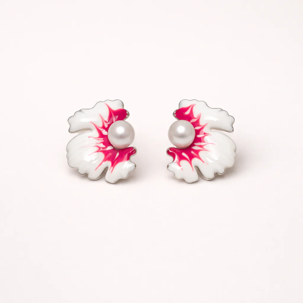 Floral with Shiny Pearls Enamel
