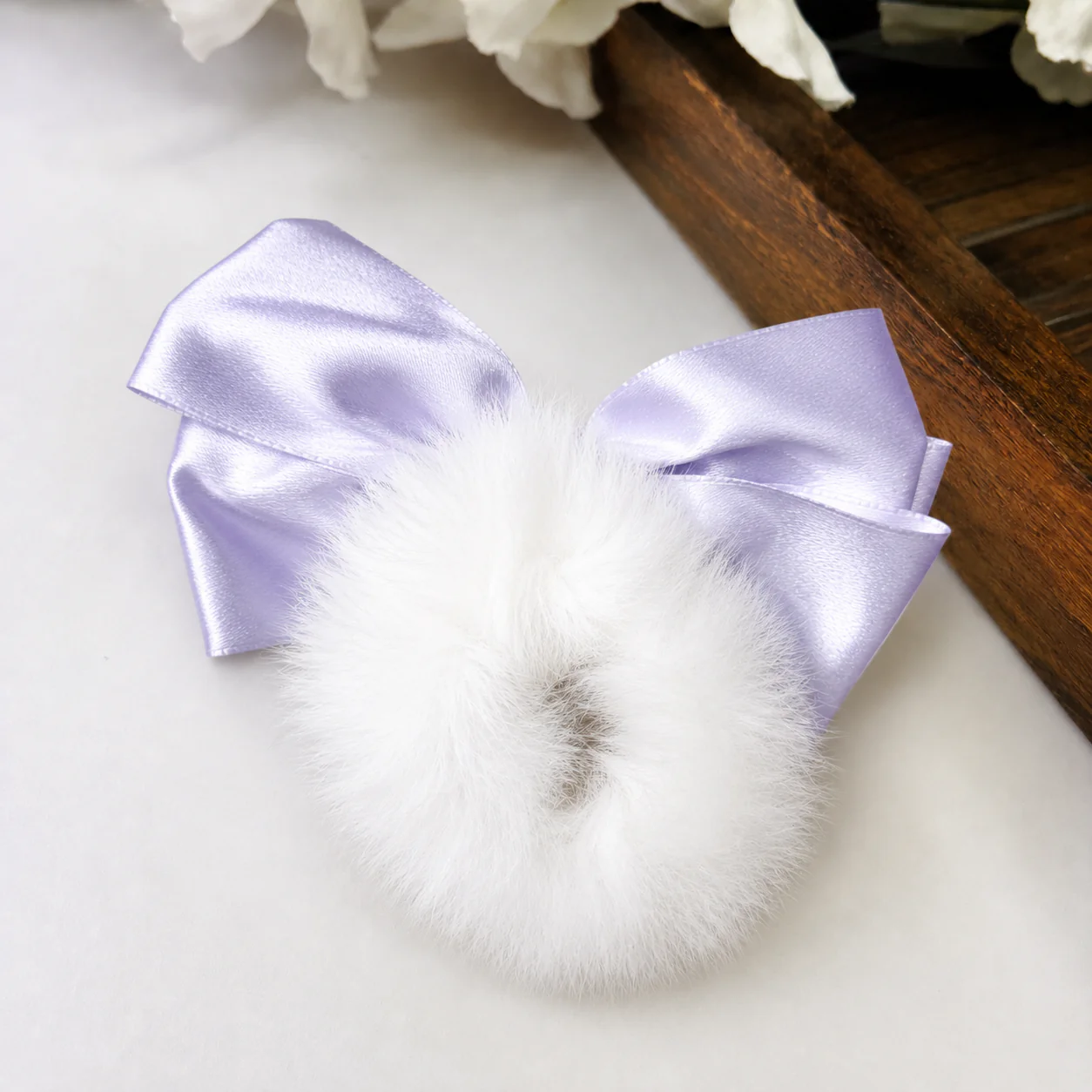 Fluffy Satin Elegance Hair Bow - Image 4