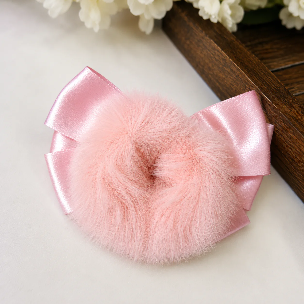 Fluffy Satin Elegance Hair Bow - Image 5