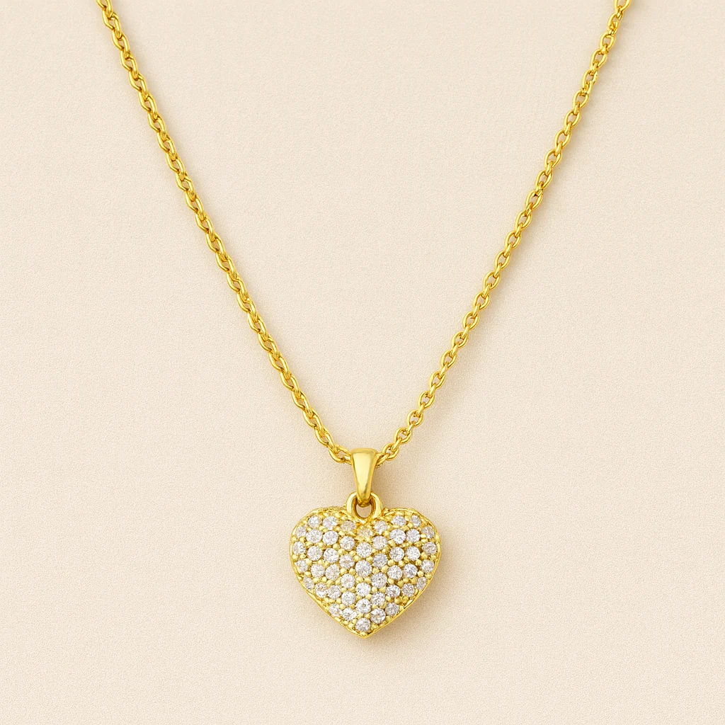 Gilded Sparkle Heart Anti-Tarnish Necklace