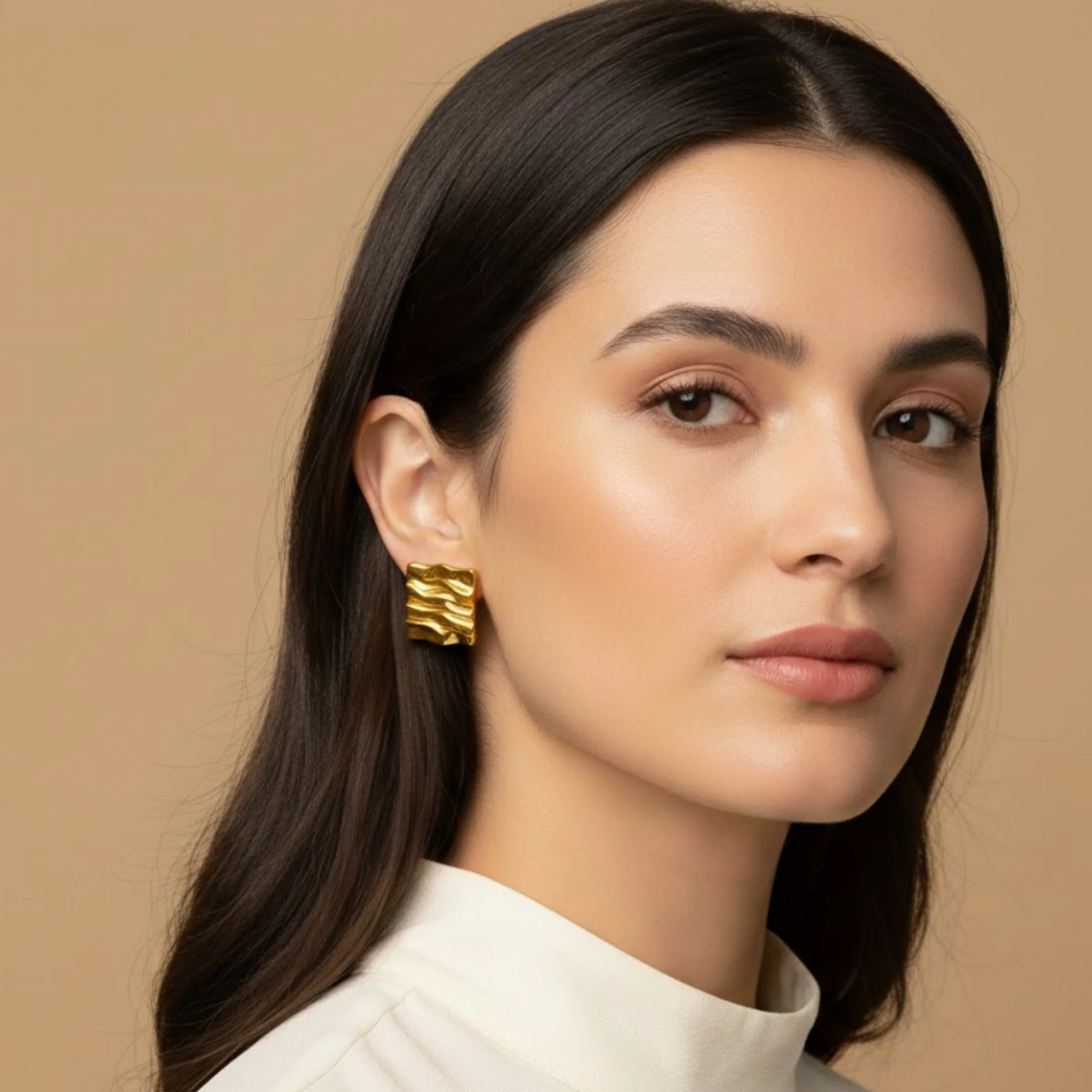 18k Gold plated Aqua Drops Anti Tarnish Earring - Image 3