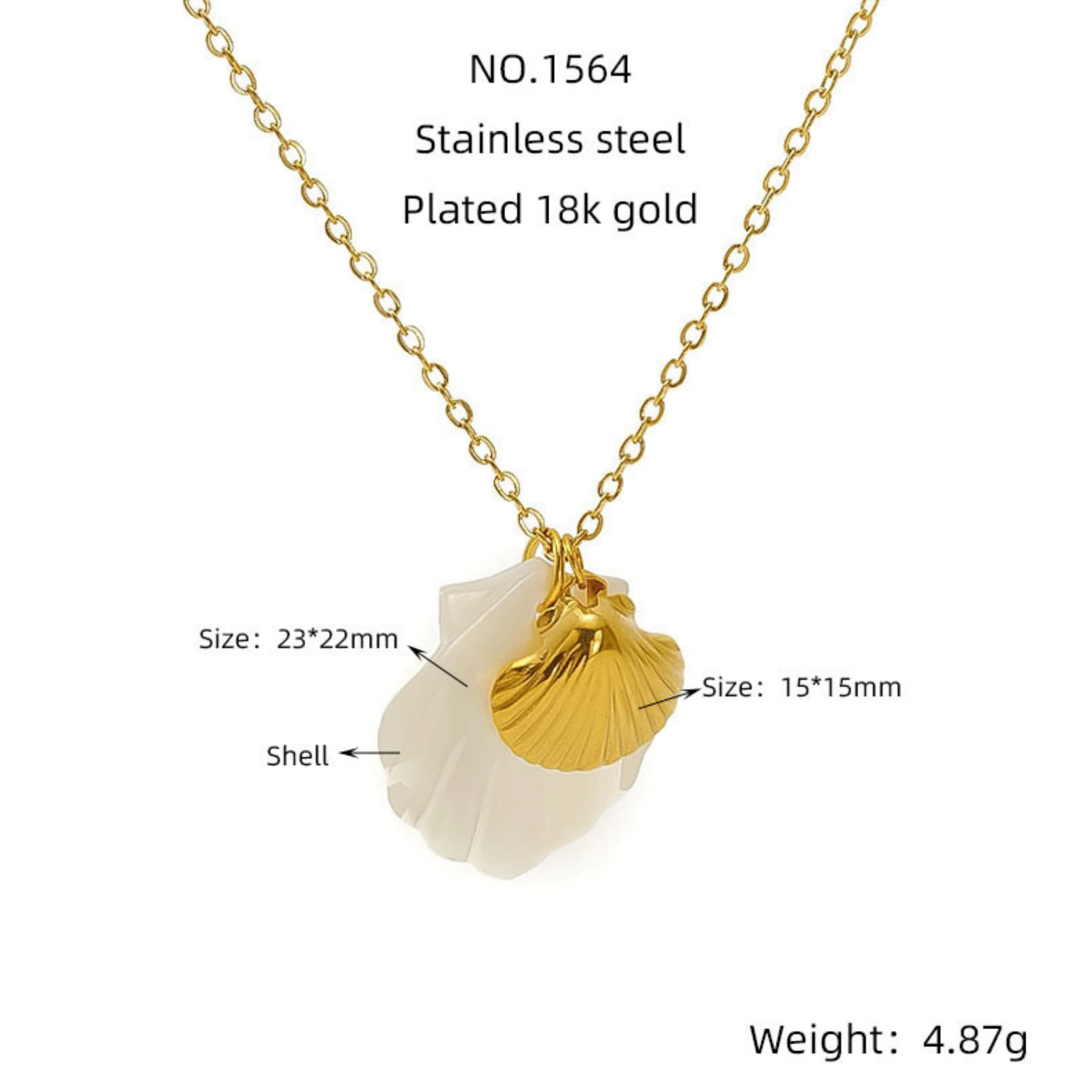 Gold Natural Seashell Cute Design Pendant Anti Tarnish Necklace - Image 5