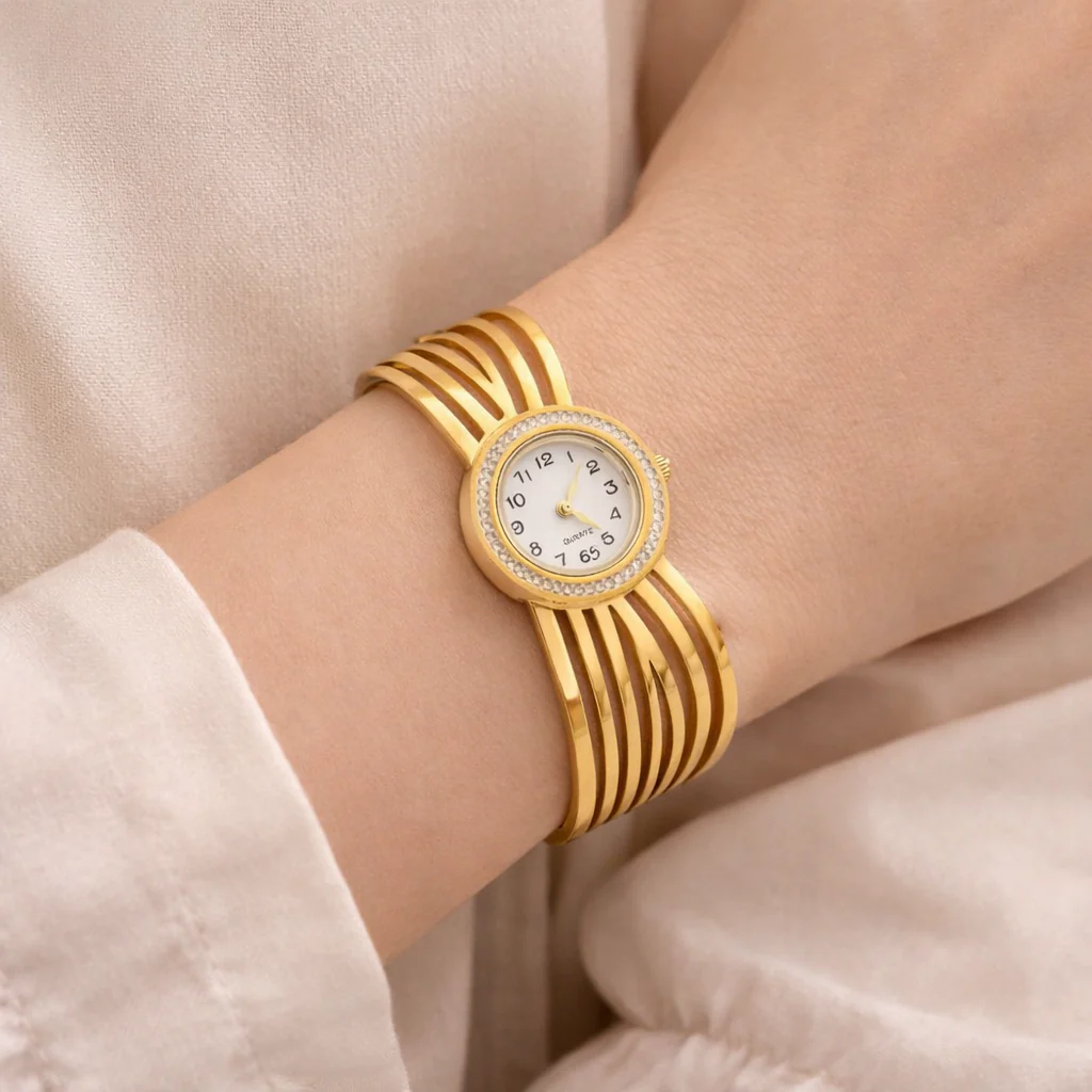 Gold Plated Anti-Tarnish LuxeLattice Timepiece Watch - Image 2