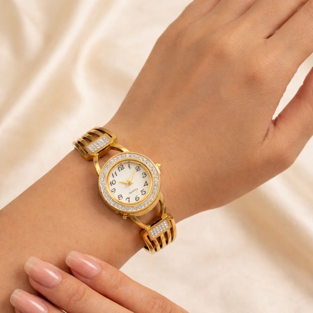 Gold Plated Anti-Tarnish Opaluxe Bangle Watch - Image 2