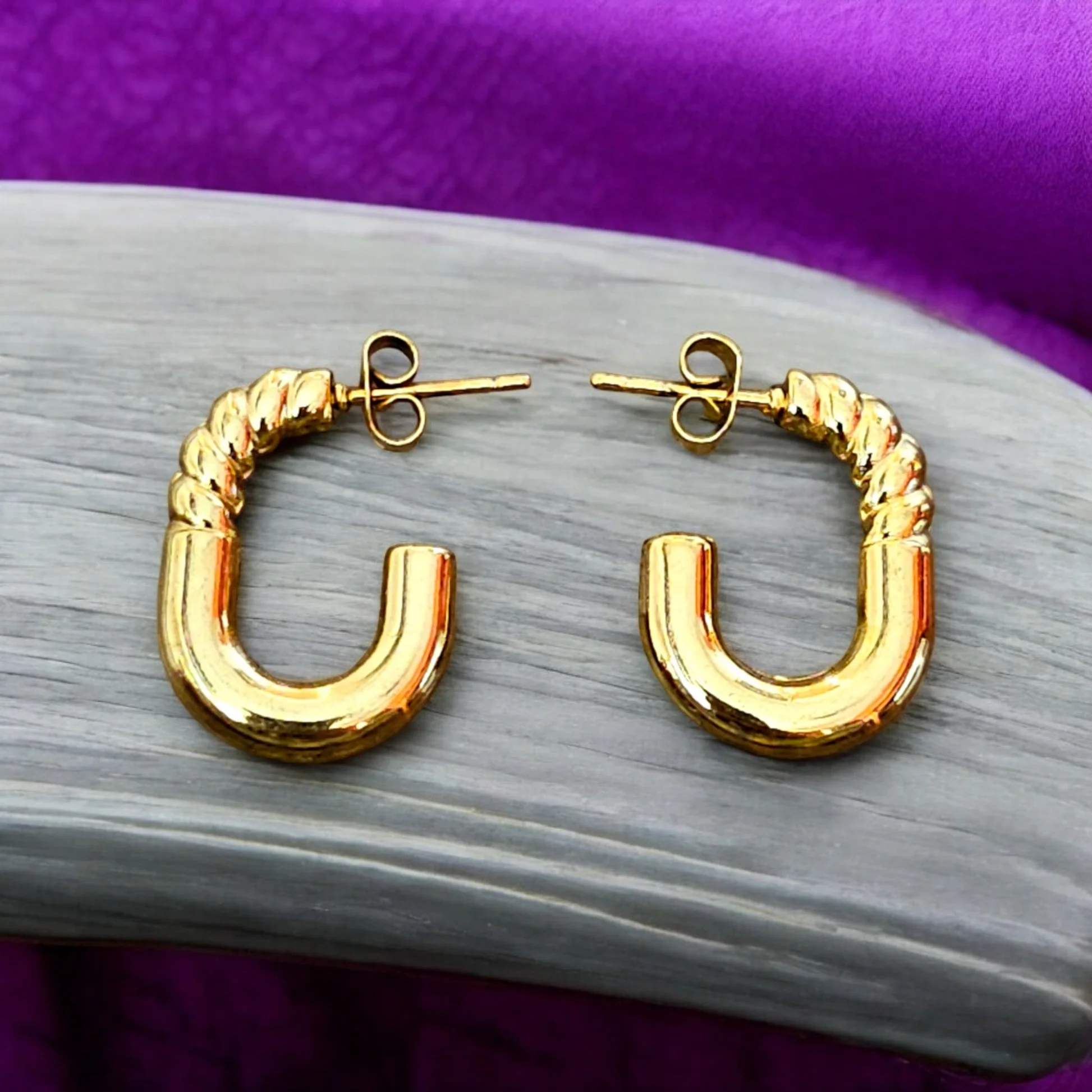 18K Gold Plated Half Hoop Anti Tarnish Earring - Image 3