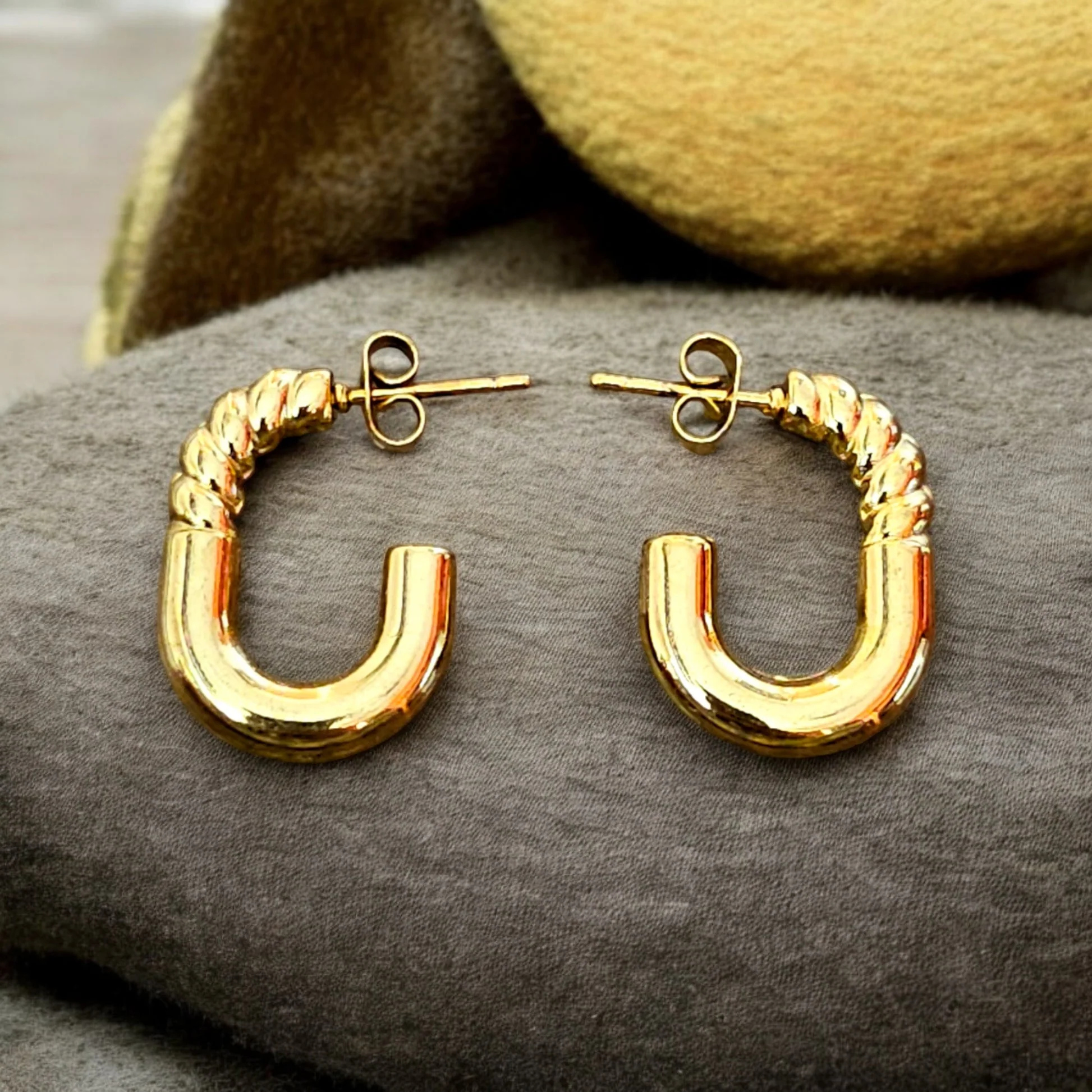 18K Gold Plated Half Hoop Anti Tarnish Earring - Image 4