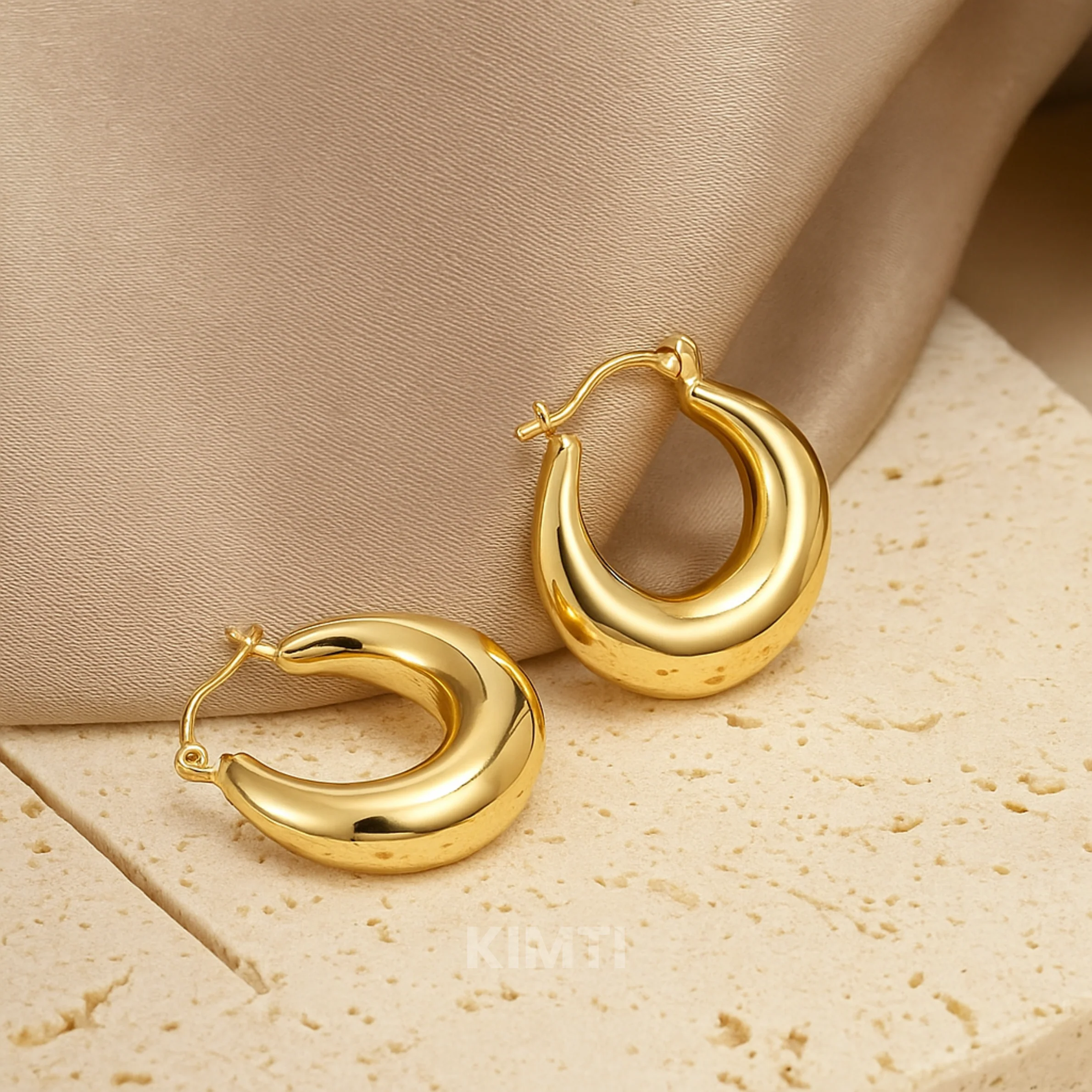 18K Gold Plated Hoops Anti Tarnish Earring