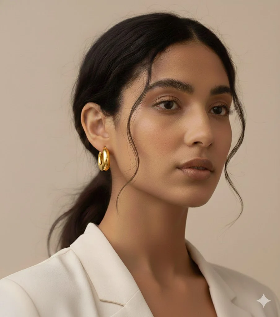 18K Gold Plated Hoops Anti Tarnish Earring - Image 3