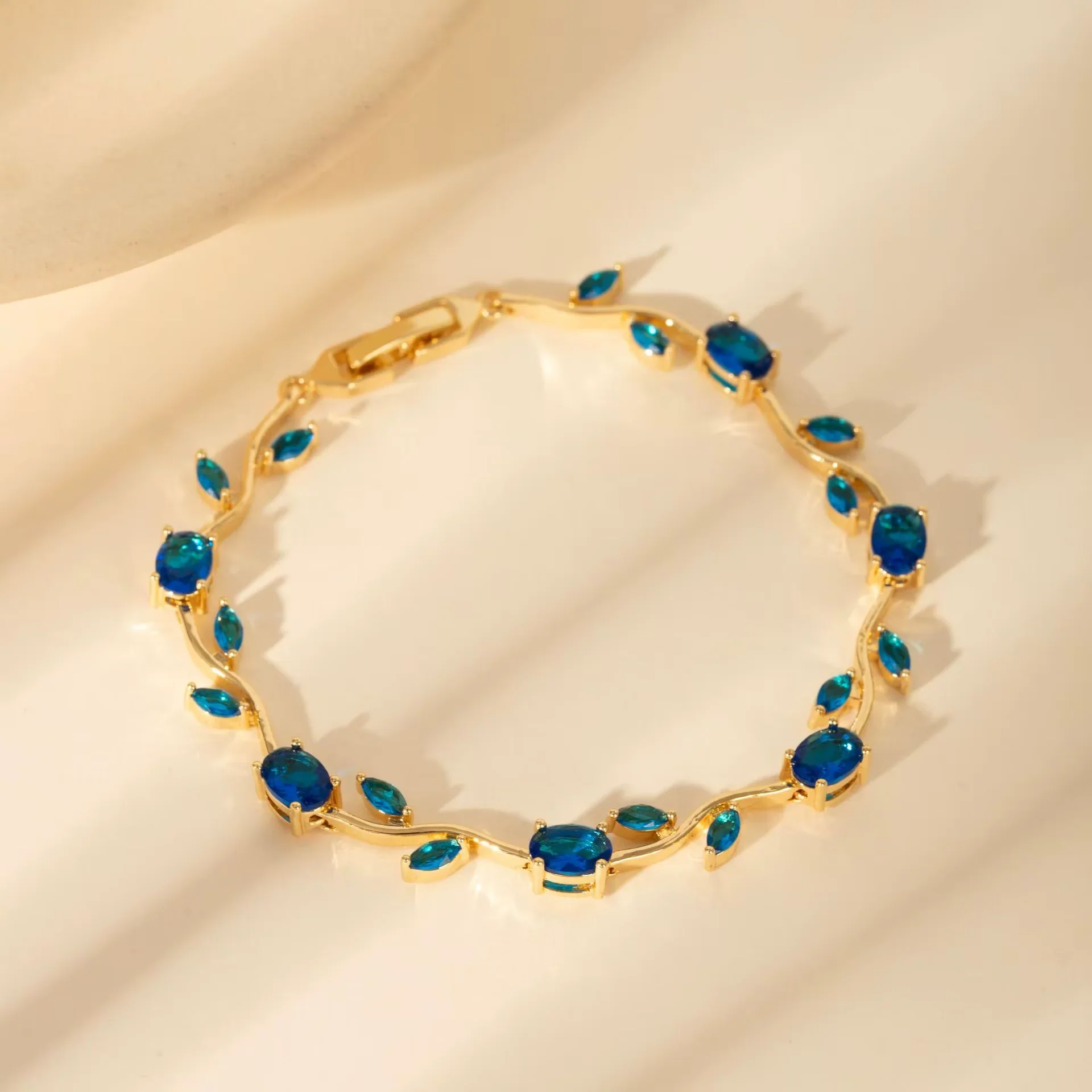 Gold Plated Cubic Zirconia Tear Drop Bangle Bracelet - Image 4