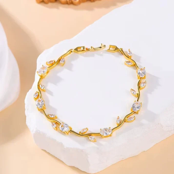 Gold Plated Cubic Zirconia Tear Drop Bangle Bracelet - Image 7