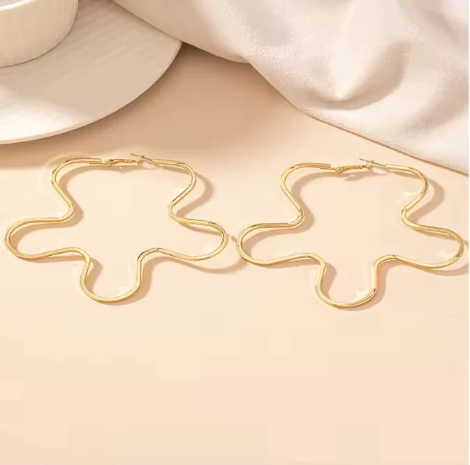 Gold Plated Flower Large Anti Tarnish Earring