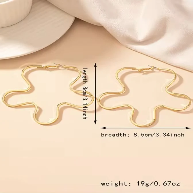 Gold Plated Flower Large Anti Tarnish Earring - Image 3