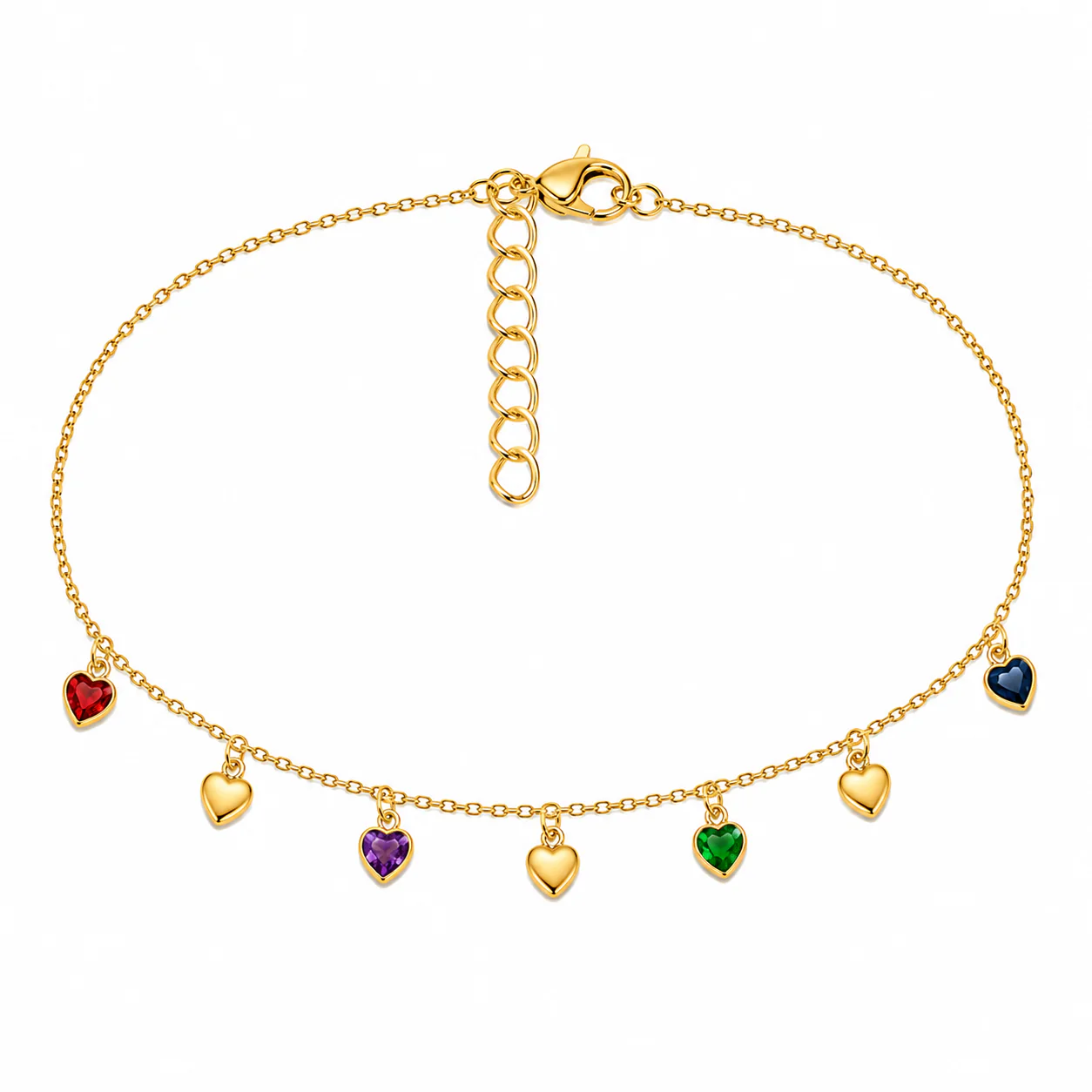 Gold Plated Heart Charm Anklets - Image 2