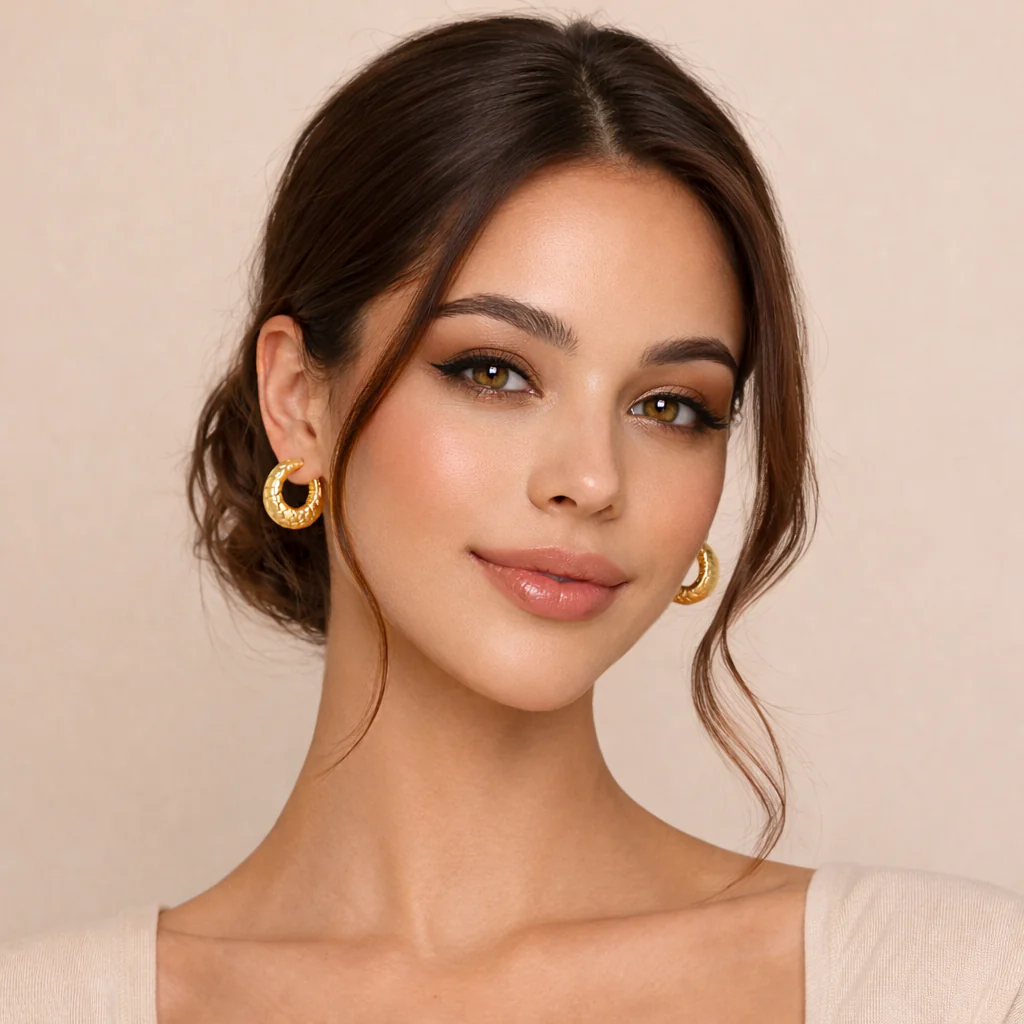 18K Gold Plated Quill Hoop Anti Tarnish Earring - Image 2