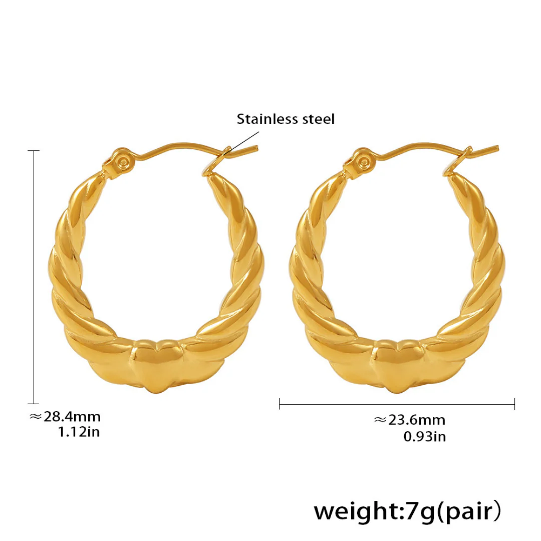 18K Gold Plated Spiral Heart Hoop Anti Tarnish Earring - Image 5