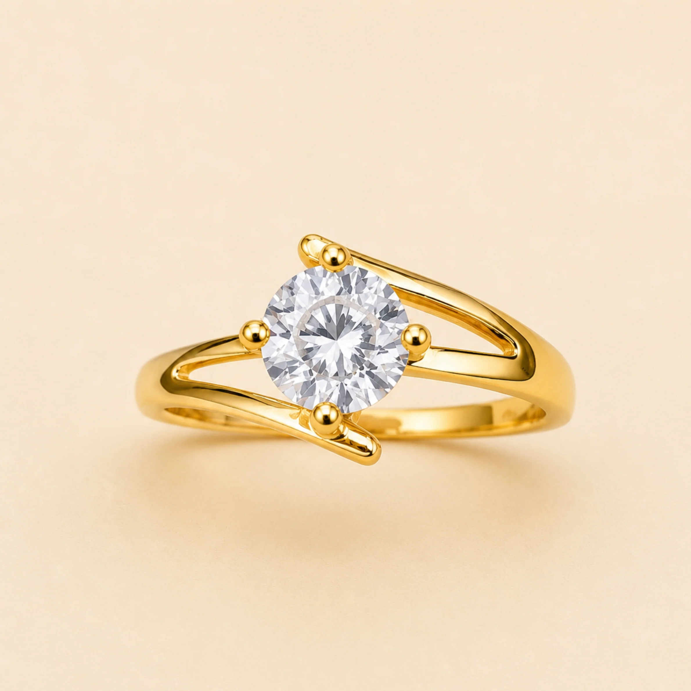 Gold Plated Solitaire Statement Ring