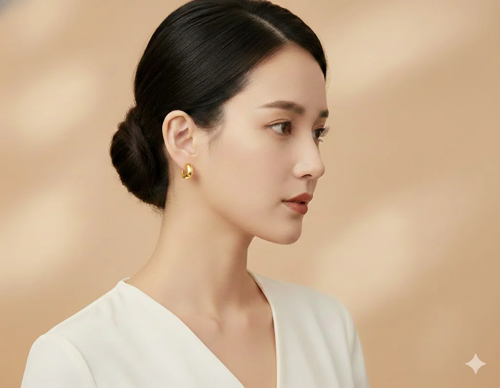 18K Gold Plated Cute Modern Hoops Anti Tarnish Earring - Image 2