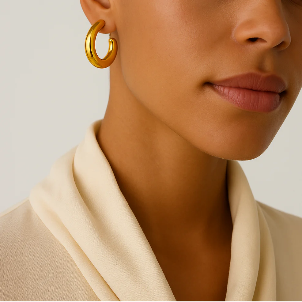 18K Gold Plated Cute Modern Hoops Anti Tarnish Earring - Image 3