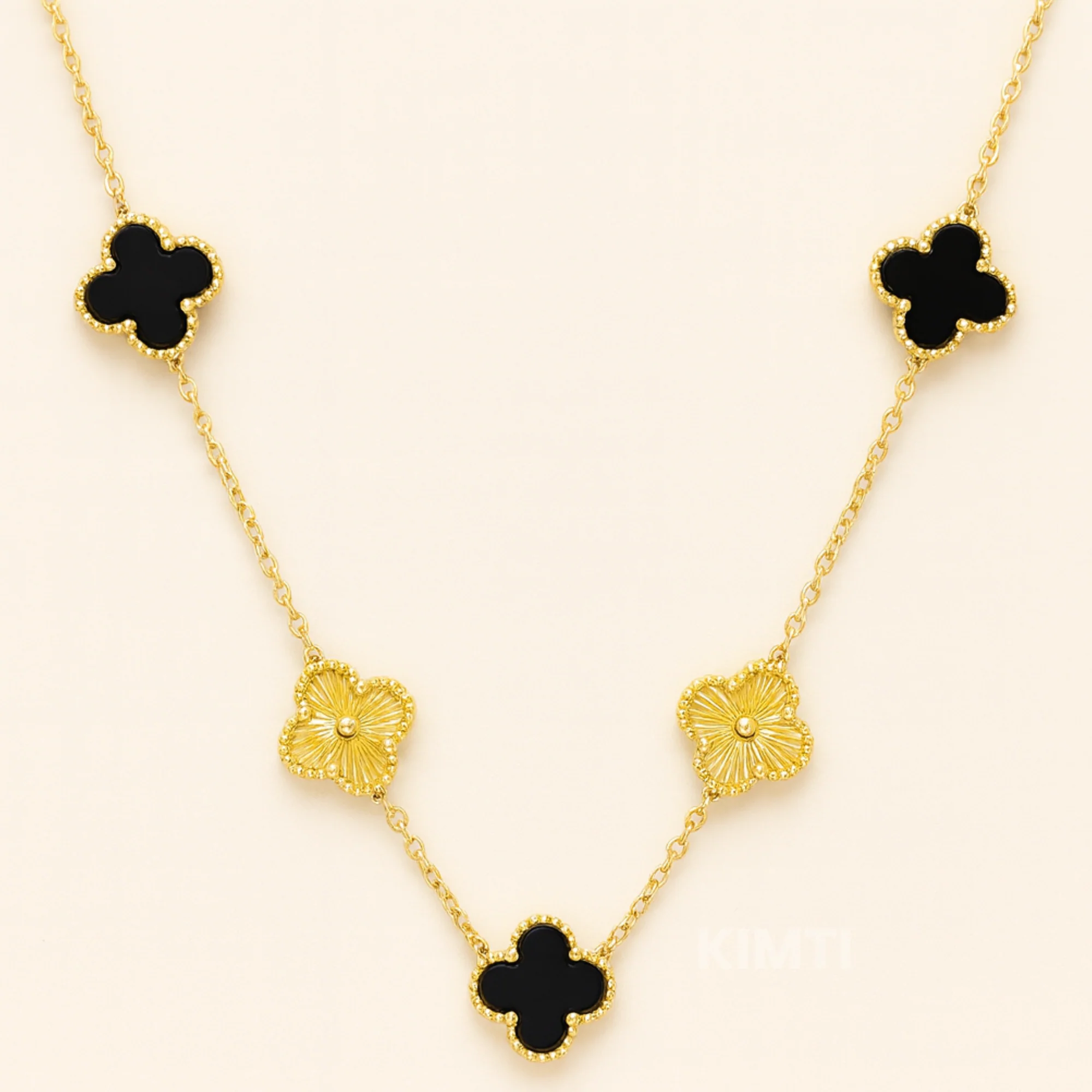Golden Black Clover Anti Tarnish Necklace