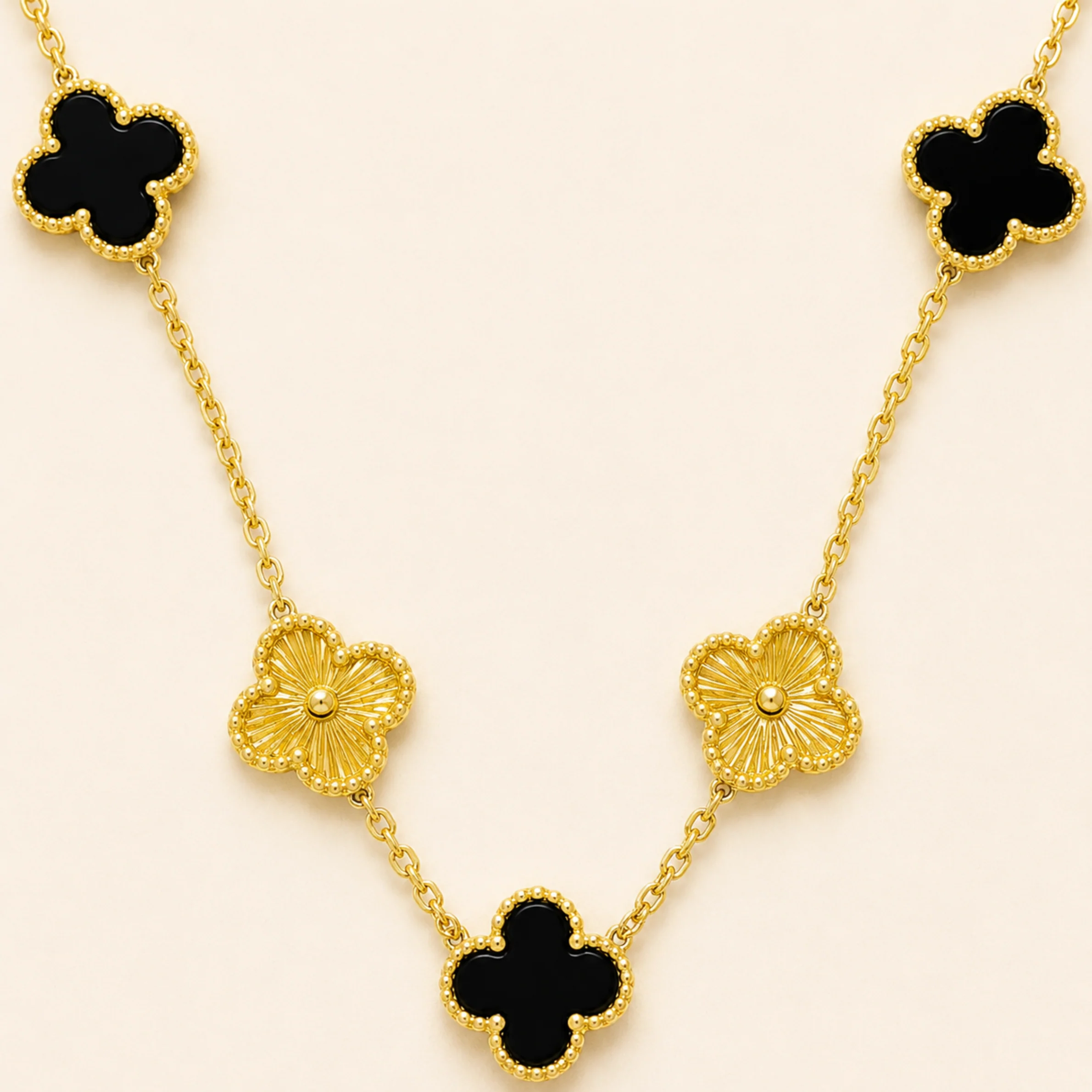 Golden Black Clover Anti Tarnish Necklace - Image 4
