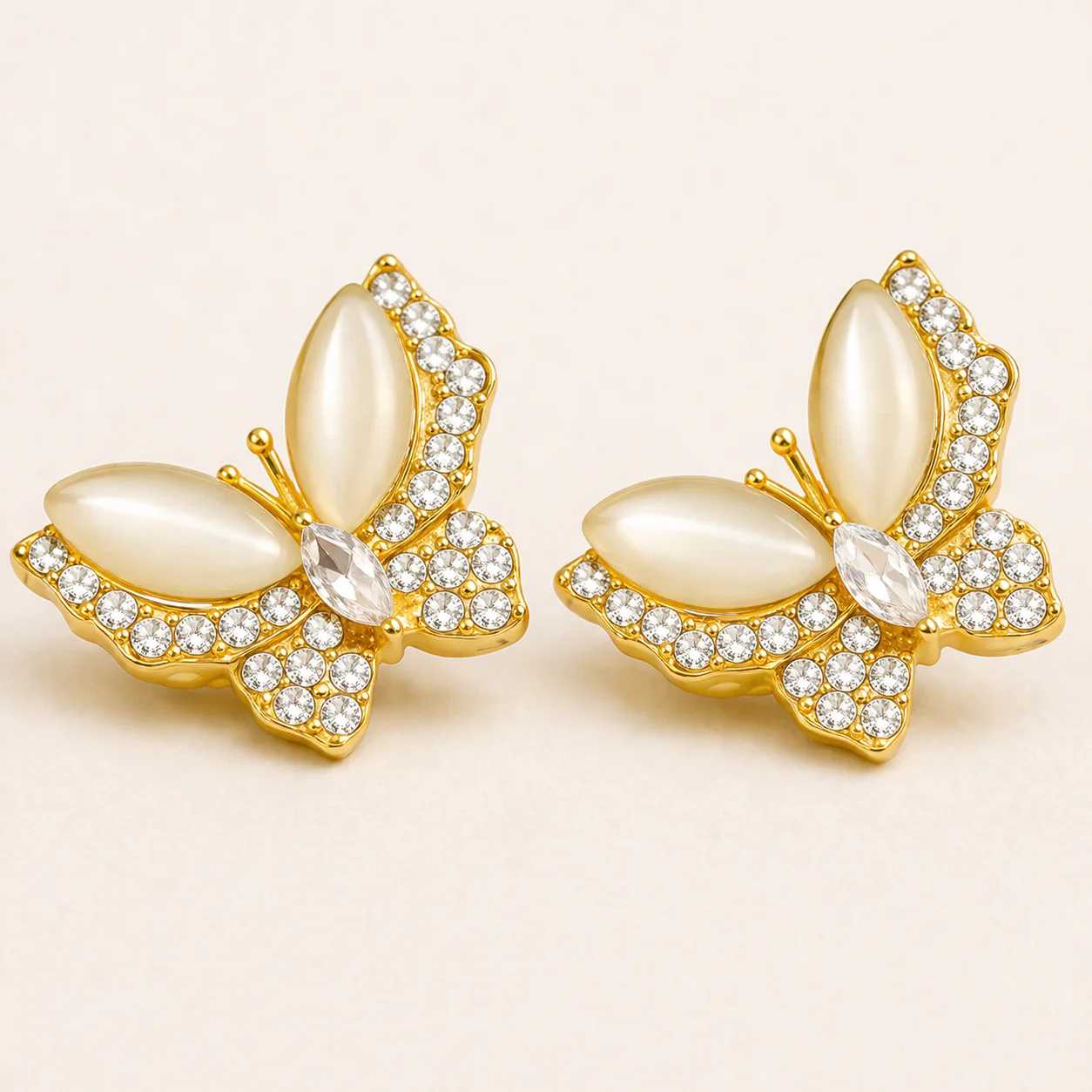 Golden Butterfly Crystal Earrings