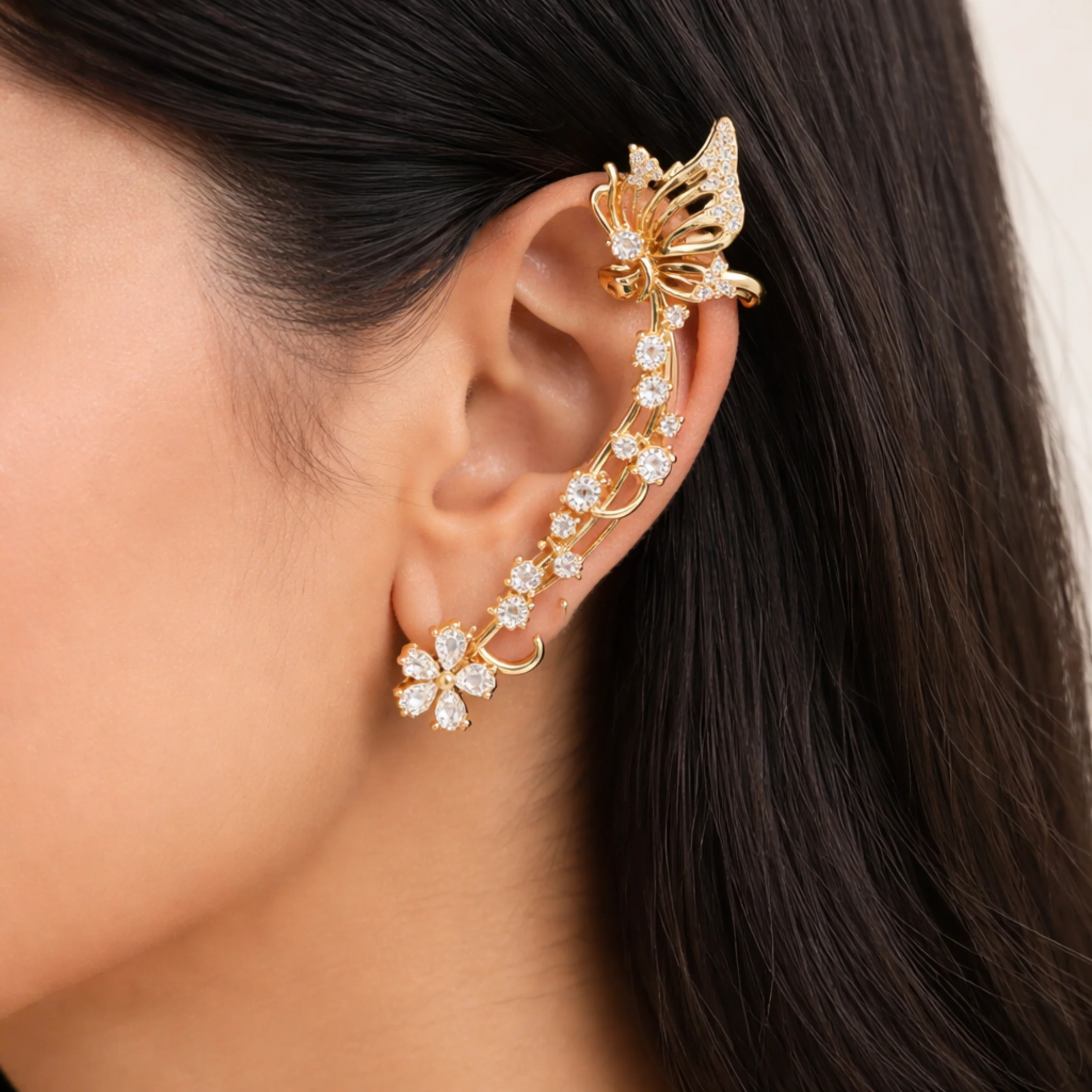 Golden Butterfly Ear Cuff - Image 2