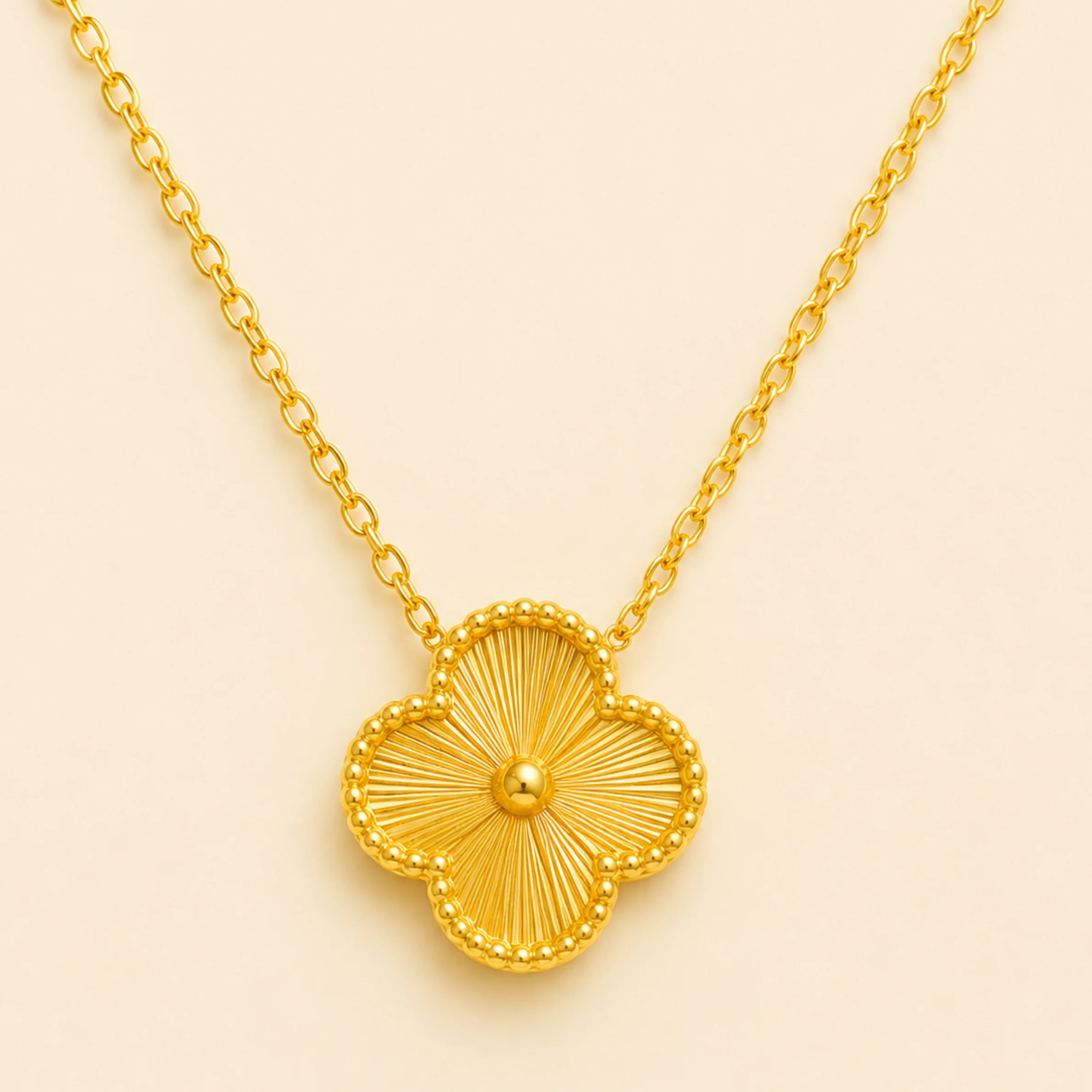 Golden Clover Flower Anti Tarnish Necklace - Image 4