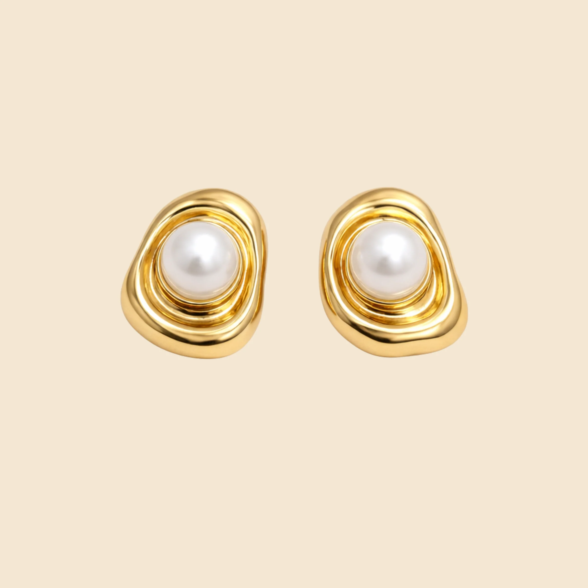 Golden Halo Pearl Earrings - Image 3