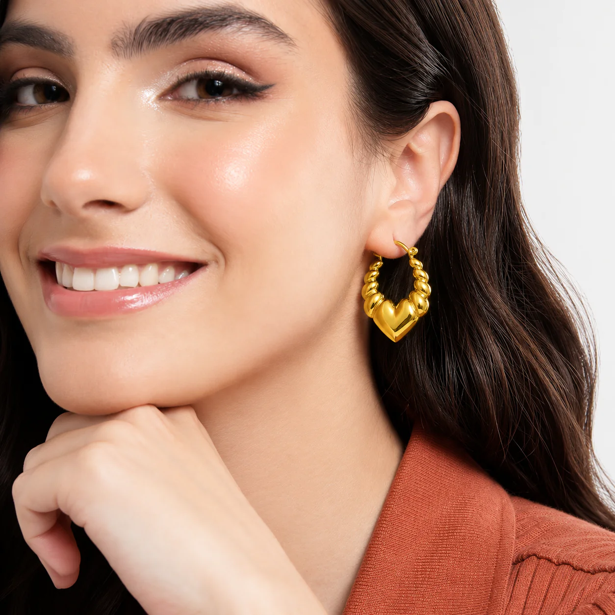 18K Gold Plated Golden Hoops Anti Tarnish Earring - Image 2