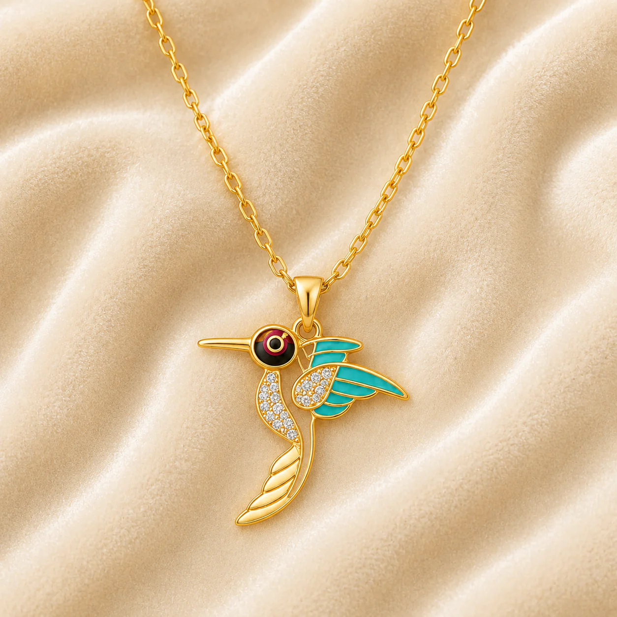 Golden Hummingbird Necklace - Image 2