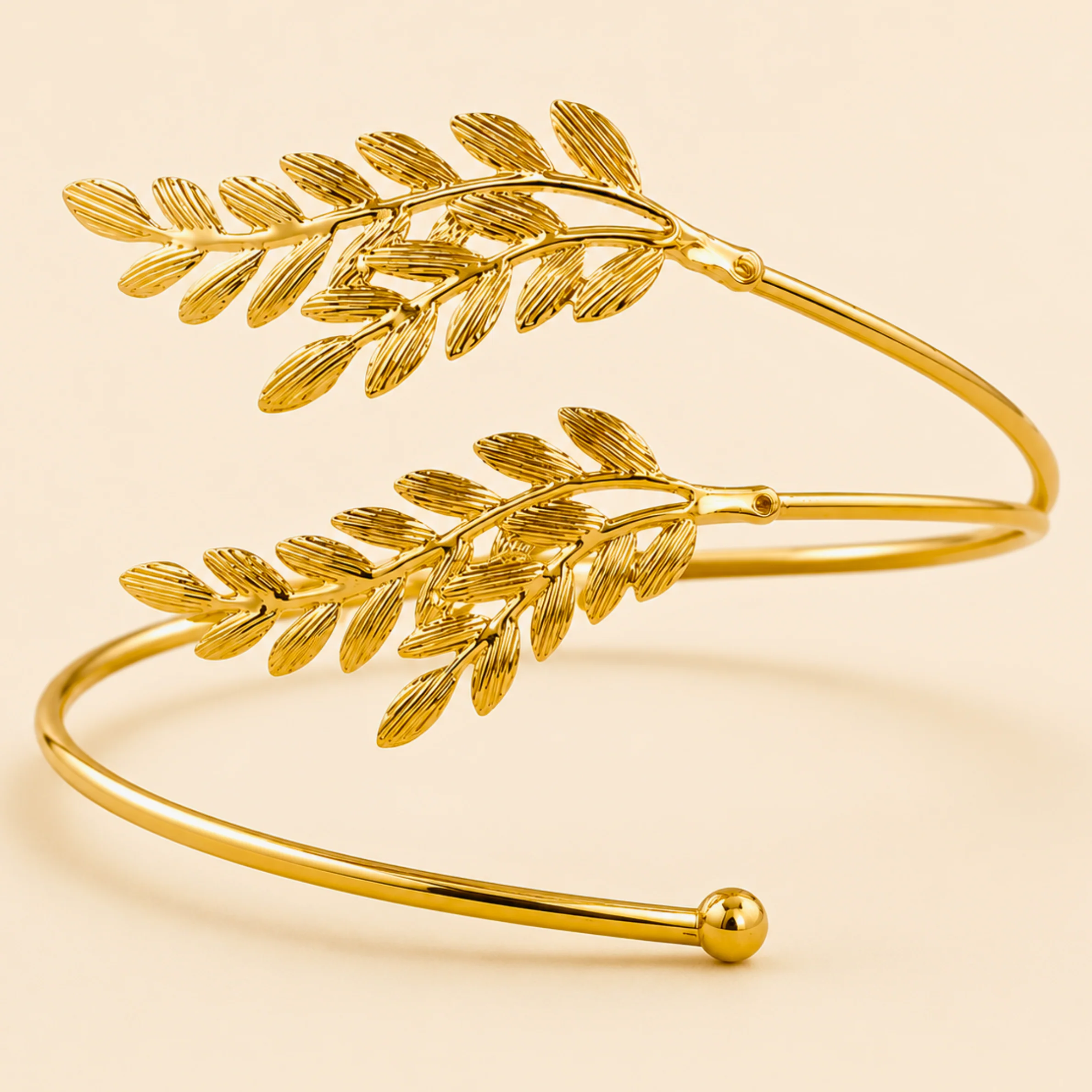 Golden Laurel Leaf Arm Cuff - Image 2