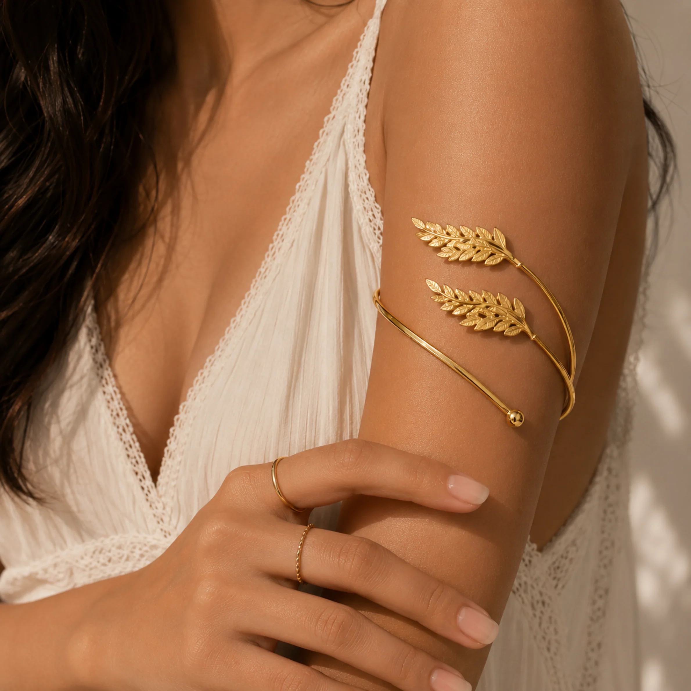 Golden Laurel Leaf Arm Cuff - Image 3