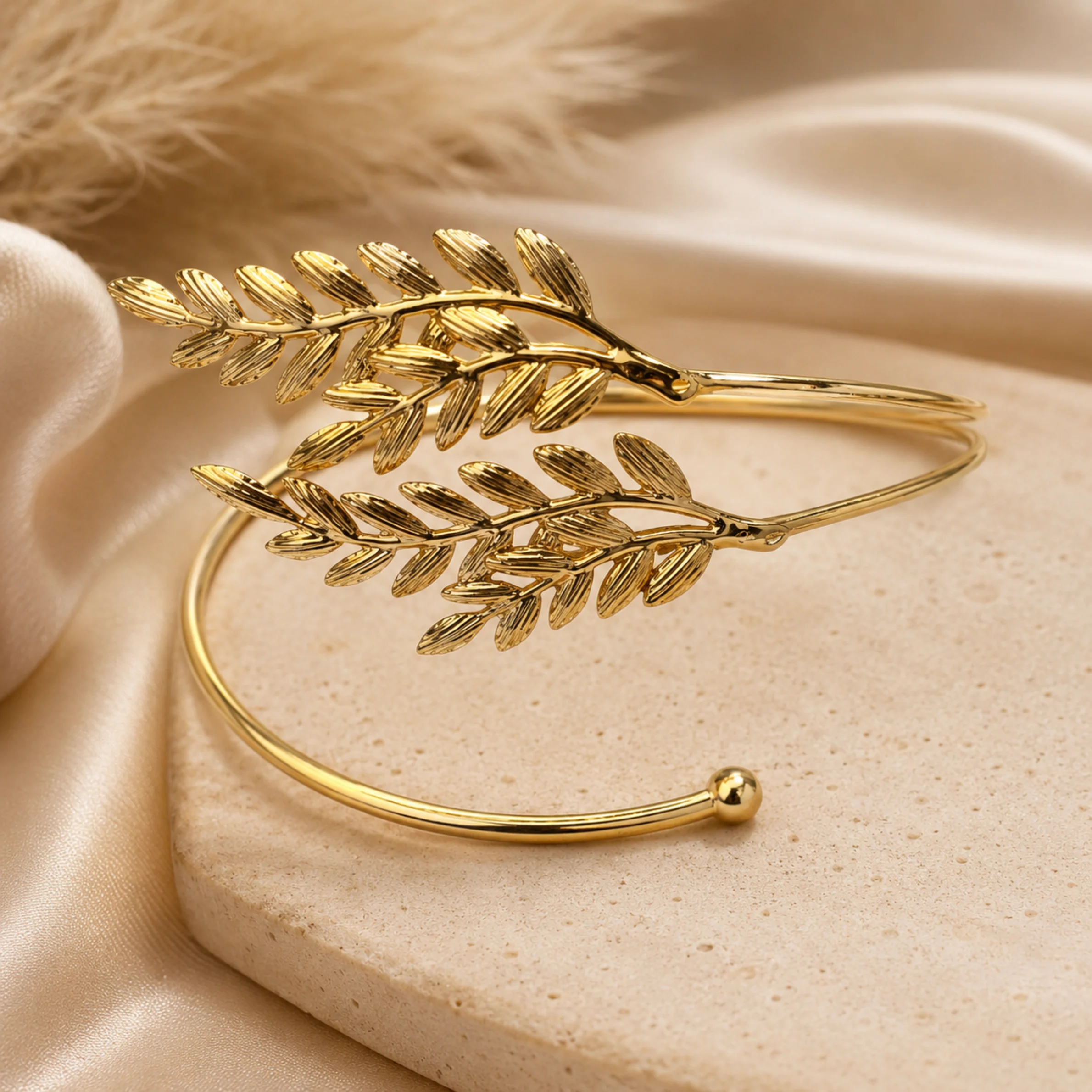 Golden Laurel Leaf Arm Cuff - Image 4