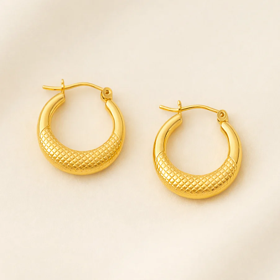 18K Gold Plated Moon Hoops Anti Tarnish Earring