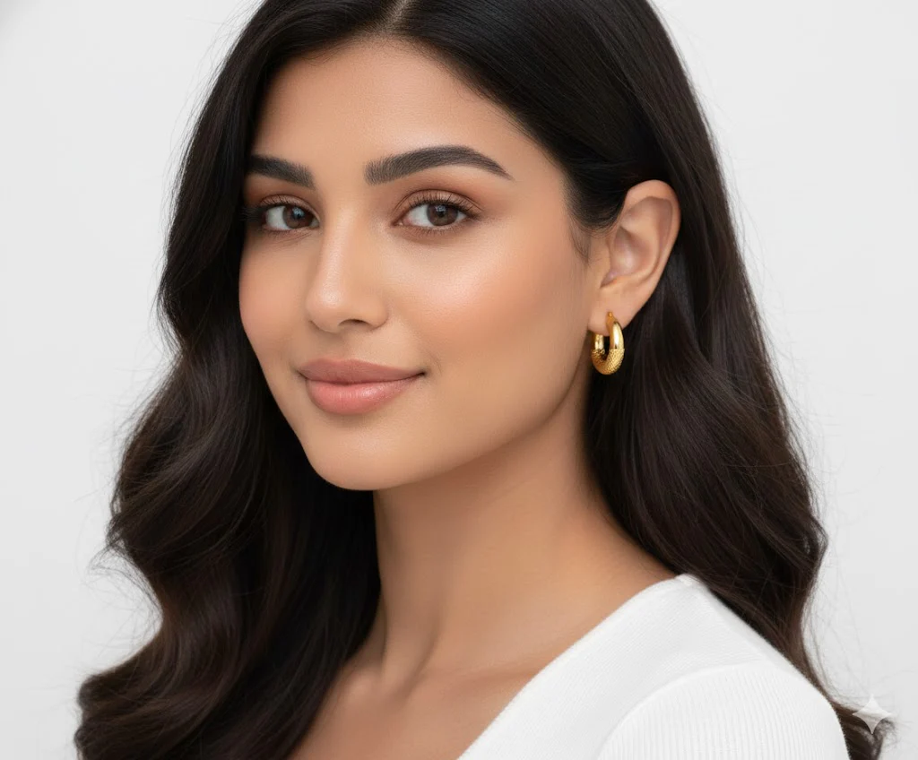 18K Gold Plated Moon Hoops Anti Tarnish Earring - Image 2