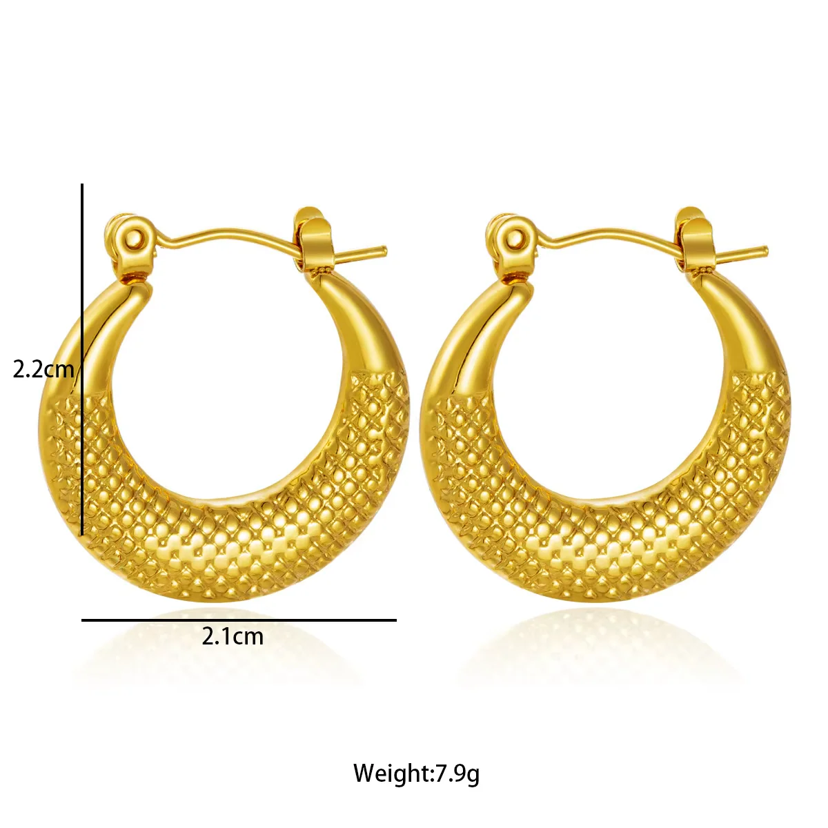 18K Gold Plated Moon Hoops Anti Tarnish Earring - Image 3