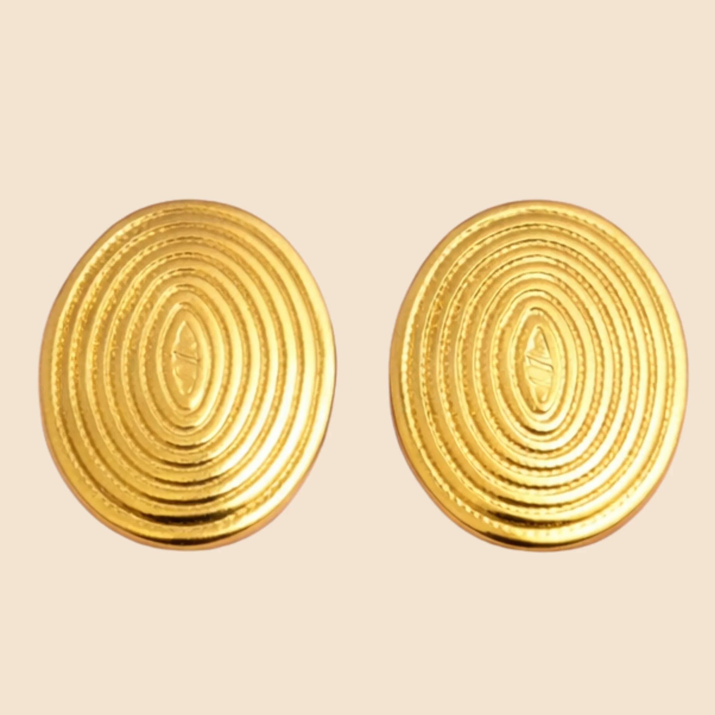 18K Gold Plated Round Textured Stud Earrings - Image 2